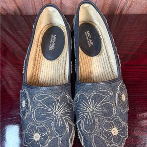 Michael Kors Black Floral Embroidered Loafers